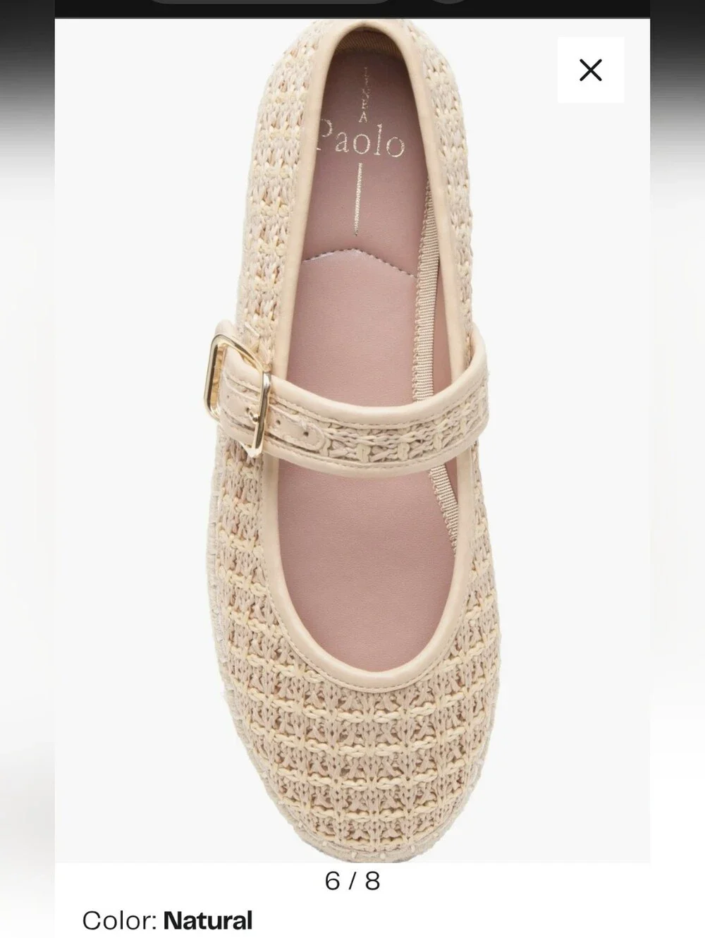 Linea Paolo Natural Crochet Mary Jane Espadrille Flats